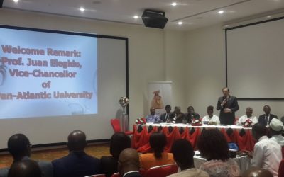 Professor Juan Elegido, Vice Chancellor of Pan-Atlantic University speaking at the Voices Beyond the Newsroom booklaunch